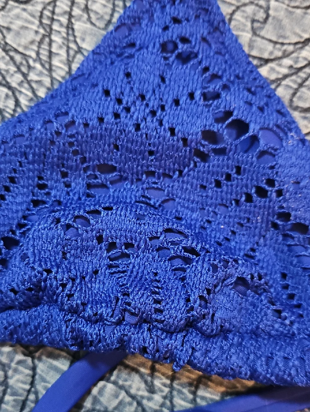 Aerie triangl swimwear Royal Blue Crochet Triangle Bikini Top